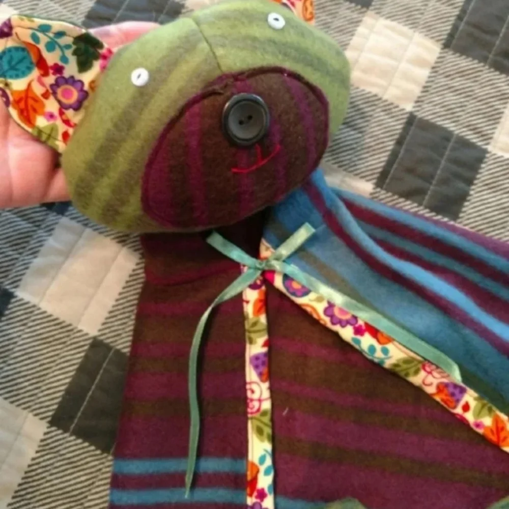 Original handmade lovey purple bear security blanket new
